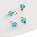 Pendentifs en perles de verre cristal bleu ciel facettées avec anneaux dorés pour bijoux - Perle Bicone Bleu Lac / 4mm (Trou 1.5mm)