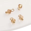 Pendentifs boules en verre facetté champagne 4mm avec anneaux dorés pour bijoux DIY - Perle Bicone Café Clair / 4mm (Trou 1.5mm)