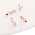 Pink faceted glass bead pendant with golden loop for DIY jewelry making - 4mm (5 Pieces/Pack) / Light Pink