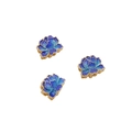 Three pieces of 18K gold plated copper blue cloisonne flower beads for DIY jewelry making - Lotus Spacer Bead (#10)