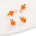 Set of four 4mm orange faceted glass crystal beads with gold-finished metal loops - 4mm (5 Pieces/Pack) / Orange Red