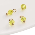 Pendentifs boules en verre jaune facetté 4mm avec anneaux dorés pour création bijoux - Perle Bicone Jaune / 4mm (Trou 1.5mm)