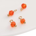 Pendentifs en perles de verre facettées orange avec anneaux dorés pour bijoux DIY - Perle Bicone Rouge Orangé / 4mm (Trou 1.5mm)