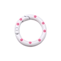 Anneau ressort 25mm rond avec pois roses sur émail blanc pour porte-clés DIY - Blanc