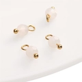 Pink faceted glass ball pendants with gold hanging loops for DIY jewelry making - 4mm (5 Pieces/Pack) / White