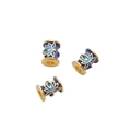Copper 18K gold-plated cloisonné beads with blue lotus enamel for jewelry DIY - Lotus Barrel Bead (#13)