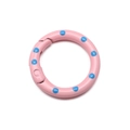 Mousqueton rond rose à pois bleus en alliage pour porte-clés et sacs artisanaux - Rose