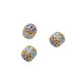 Exquisite 18K gold-plated copper cloisonne beads with blue floral patterns for DIY jewelry - Lace Barrel Bead (#14)