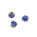 Blue cloisonne lotus flower loose beads in 18K gold plated copper for DIY jewelry - Flower Bud Spacer Bead (#15)