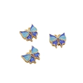 Three-piece set of 18K gold-plated butterfly charms with blue enamel for DIY jewelry - Butterfly Spacer Bead (#16)