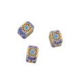 Blue enamel cloisonne spacer beads with gold plating for DIY jewelry making - Hollow Square Bead (#17)