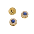 18K gold-plated cloisonné charm with blue gemstone and pearls for DIY jewelry - Round Shell Bead Spacer (#18)