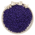 Deep purple 3mm glass seed beads for DIY jewelry displayed in a silver bow tray - Violet Blue