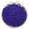3mm dark blue glass seed beads for DIY jewelry making displayed in a silver tray - Sapphire Blue