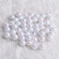 Perle tonde in acrilico bianco con finitura iridescente AB per gioielli fai-da-te - 8mm/50 pezzi/confezione / Bianco Solido AB