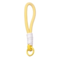 Minimalist yellow and white woven polyester lanyard keychain with circular spring clip - Yellow