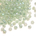 Faceted bicone crystal beads in light green with Aurora Borealis coating for DIY jewelry - 10g/Pack (Approx. 135 Pieces) / Light Green
