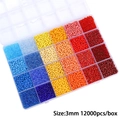 24-color 3mm glass seed beads kit with 12000 pieces in a clear storage box for DIY jewelry - 24 Grids / Red, Yellow and Blue Mix 3mm, Approx. 12,000 Pcs/Box, 15g per Slot