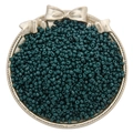 Deep teal 3mm round glass seed beads for DIY jewelry making in a decorative silver tray - Dark Green