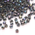 Faceted iridescent dark grey glass beads for DIY jewelry making and crystal necklaces - 10g/Pack (Approx. 135 Pieces) / Black