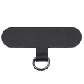 Durable black oxford fabric phone tether patch with a dark grey metal D-ring attachment - Black 1 Piece/pack / Approx 6x2.8cm