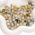 10mm faceted white natural stone beads with yellow and orange mineral textures - Ink Landscape Grey / 10mm (10 Pcs/Pack)