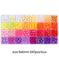 640pcs colorful 9x6mm DIY pony beads set in 32-compartment plastic storage box - Approx. 640pcs/box / Warm Tones