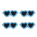 Lot de quatre mini lunettes bleues en forme de cœur pour la décoration de poupées DIY - 29x13mm (10 pièces/paquet) / Bleu clair