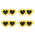 Lot de quatre lunettes cœur en acrylique jaune pour décoration de visage de poupée en peluche - 29x13mm (10 pièces/paquet) / Jaune