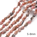 Strand of 5-8mm irregular natural rhodonite nugget beads with pink and black patterns - 38cm/Strand (Approx. 1mm Hole, 45-60 Beads) / Rhodochrosite