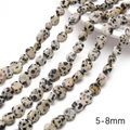 Strand of 5-8mm irregular dalmatian jasper beads for DIY jewelry making and crafts - 38cm/Strand (Approx. 1mm Hole, 45-60 Beads) / Spotted Stone
