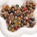 10mm faceted natural white stone beads with colorful texture for DIY jewelry making - Vibrant Floral Mix / 10mm (10 Pcs/Pack)