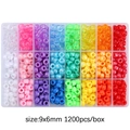 Set di 1200 perle colorate da 9x6mm in 24 scomparti arcobaleno per creazioni fai-da-te - 9x6mm (Circa 1200 Pezzi) / Serie Arcobaleno