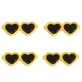Lot de 4 accessoires en acrylique en forme de cœur jaune et noir pour poupées DIY - 42x17mm (10 pièces/paquet) / Jaune