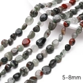 5-8mm irregular natural Indian agate stone beads for DIY jewelry making - 38cm/Strand (Approx. 1mm Hole, 45-60 Beads) / African Blood Stone