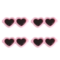 Lot de quatre lunettes de soleil coeur en acrylique rose pour accessoires de poupée DIY - 42x17mm (10 pièces/paquet) / Rose