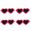 Lot de quatre mini lunettes cœur en acrylique rose pour décoration faciale de poupée - 42x17mm (10 pièces/paquet) / Rose rouge
