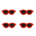 Pack of four acrylic round red frame black lens sunglasses for DIY plush toy decoration - 29x12mm (10 Pieces/Pack) / Red