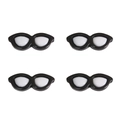 Set of 4 black acrylic round eyeglass accessories for DIY doll making and crafts - 29x12mm (10 Pieces/Pack) / Black