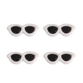 Pack of four mini white round sunglasses accessories for DIY doll making and crafts - 29x12mm (10 Pieces/Pack) / White