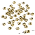 Flat round gold acrylic letter E beads for DIY bracelets and handmade jewelry - E Gold with Black Letter