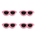 Set di quattro occhiali rotondi in acrilico rosa per decorare bambole e peluche fai da te - 29x12mm (10 Pezzi/Confezione) / Rosa