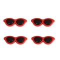 Set di 4 occhiali da sole rossi cat-eye in acrilico per bambole e decorazioni DIY - 40x15mm (10 Pezzi/Confezione) / Rosso