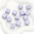DIY cubic beads with purple and white floral pattern for handmade phone straps - Purple Plaid / 14x14mm (2 Pieces/Pack)
