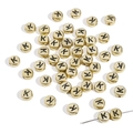 Black and gold 4x7mm acrylic letter K bead for DIY jewelry and personalized necklaces - K Gold with Black Letter