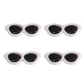 Set di 4 occhiali cat-eye in acrilico bianco e nero per fai-da-te e bambole fatte a mano - 40x15mm (10 Pezzi/Confezione) / Bianco