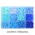 Set van 1200 blauwe DIY-kralen van 9x6mm in een handige 12-vaks opbergdoos - 9x6mm 12 Roosters Emmer Kralen Set Ca. 1200st/Doos / Blauwe Serie