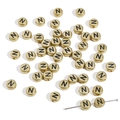 Golden acrylic round beads with black letter N for DIY handmade jewelry bracelets - N Gold with Black Letter