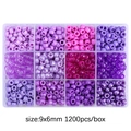 1200pcs 9x6mm purple gradient pony beads set in 12-grid storage box for DIY jewelry - 9x6mm 12 Grids Bucket Beads Set Approx 1200pcs/Box / Purple Series