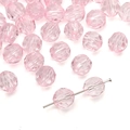 Perles rondes à facettes en acrylique rose clair avec trou pour bijoux DIY - Rose